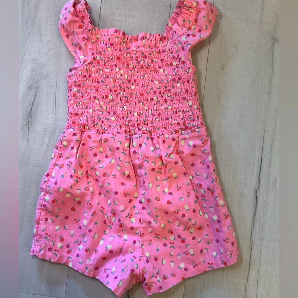GAP‎ Pink Lemon & Berry Print Ruffle Sleeve Romper